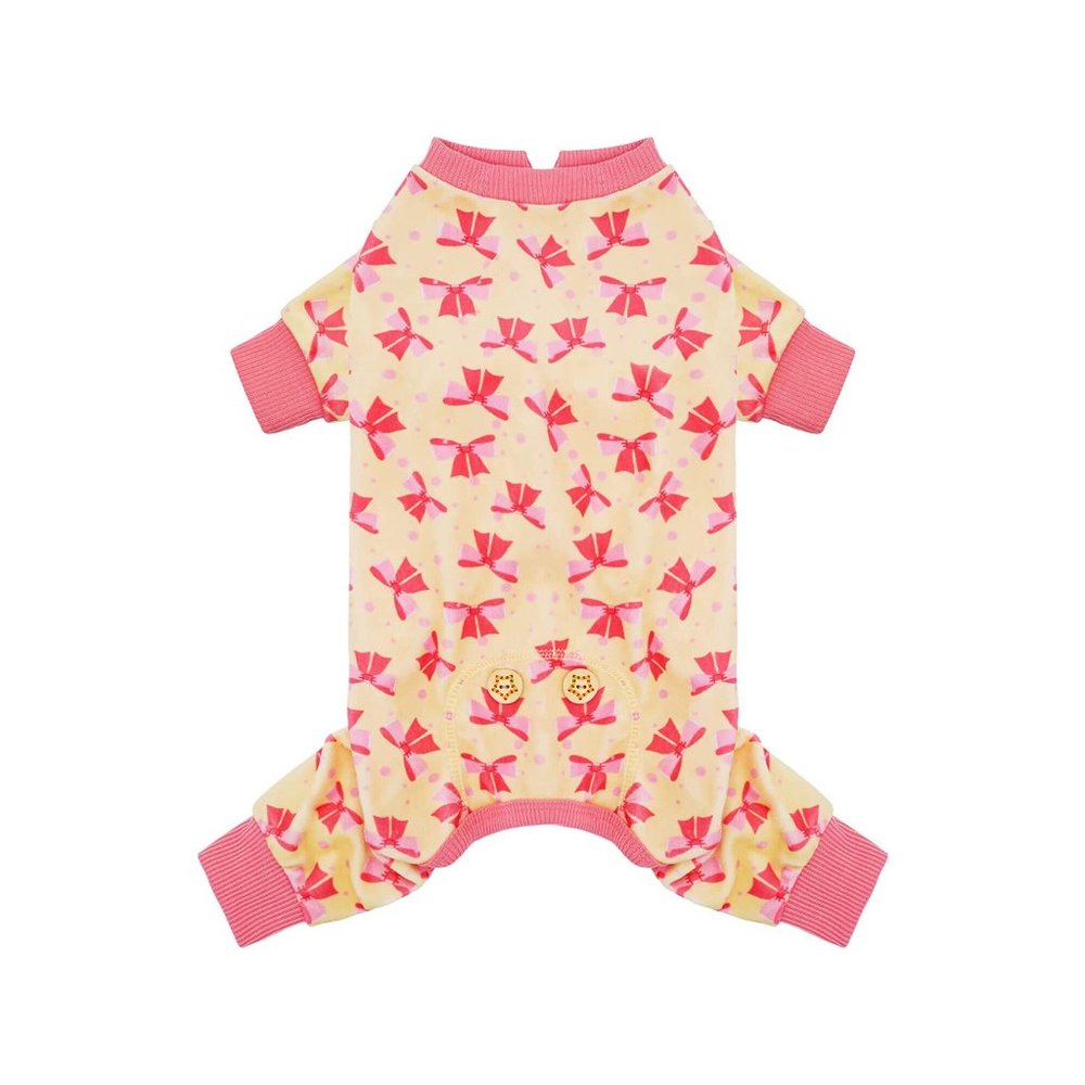 KYEESE Dog Pajama Soft Material Stretchable Pink Bowknot Dogs Pajamas Small